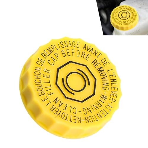 CouTunp Brake Fluid Cap Yellow Brake Master Cylinder Fluid Reservoir Cap Car Brake Master Cylinder Cap Compatible with Jeep Wrangler Compass Cherokee Chrysler Replaces 68303540AA 68211910AB