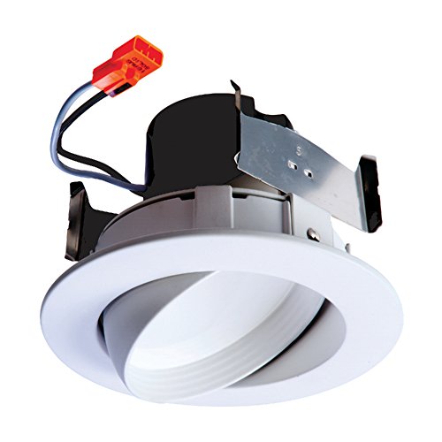 HALO RA 4 inch LED Recessed Lights Adjustable Retrofit Gimbal Module, 90 CRI, 120V, 3000K, Narrow Flood, White, 10W Dimmable, 35 Degree Tilt, 360 Rotation - RA406930NFLWH