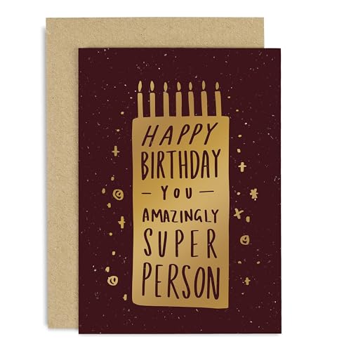 Old English Co. Birthday Card - A6 Amazingly Super Person | Perfect for Friends or Family Members | Happy & Funny Adult Occasion Cards | Suitable for Men & Women | Blank Inside & Envelope Included