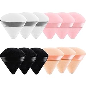 12 Pieces Triangle Powder Puff Face Soft Triangle Makeup Puff Velour Cosmetic Foundation Blender Sponge Beauty Makeup Tools