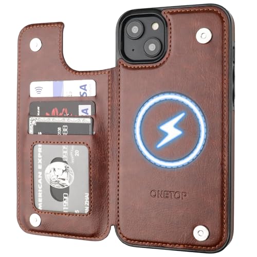 Étui Magsafe iPhone 14 Plus antichoc coque portefeuille cuir avec porte-cartes aimanté