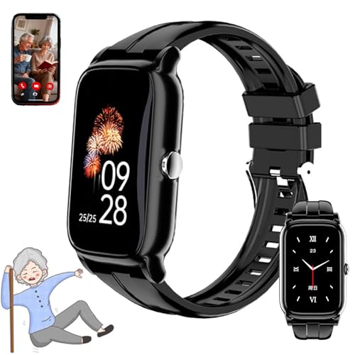 ZHZWwansuGE Reloj Inteligente para Personas Mayores con Detección de Caídas, GPS, SOS y Videollamadas HD – Alzheimer, Demencia y Autismo (Negro)