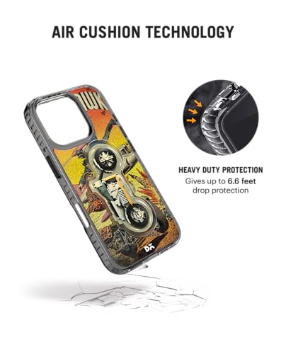 Image of DailyObjects Black Hawk Stride 2.0 Magnetic Case Cover Compatible with iPhone 16 Pro Max | Wireless Charging Slim Back Cover | 2 Layer Edge Protection & Shockproof