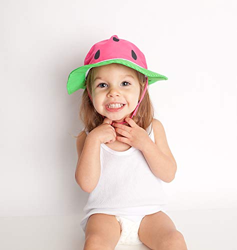 ZOOCCHINI Baby & Toddler Sun Hat – UPF 50+ Protection, Lightweight Quick-Drying Microfiber, for Beach, Pool, and Outdoor Fun, Small (3-6 Months), Watermelon