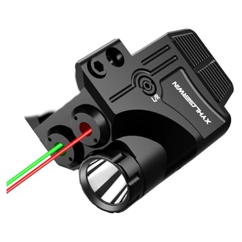 Tactical Flashlight Laser Combo, 600/200 Lumens Adjustable Brightness with Strobe/Constant Light Modes, Green and Red Dual-Color Laser Sight, USBC Rechargeable, Fits Standard Picatinny & Glock Rails Cover