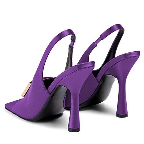 FYS Women Peep Toe Slingback Stiletto High Heel Satin Pumps Slip on Dressy Party Wedding Prom Homecoming Shoes Size 4-15 US3