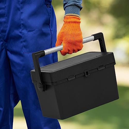 46cm Black Recycled Plastic Tool Box with Lid and Aluminium Handle - Image 2