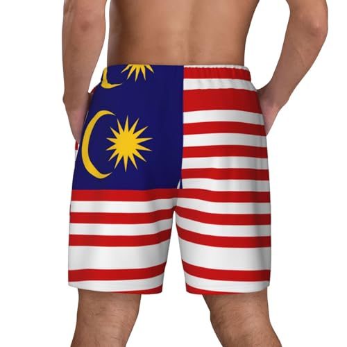 Malaysia Flag Breathable Fit Trends Men's Swim Trunks Board Short with Waist Elastic Band Swimming Trunks4