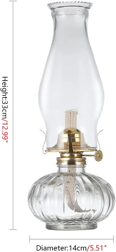 Decorative Lighting 13” Oil Lamp Stripe Flat Round Glass Classic Retro Kerosene Lamp Family Emergency Light Butter Lamps Kerosene Lanterns Nostalgic Candlestick Decoration Desk Light