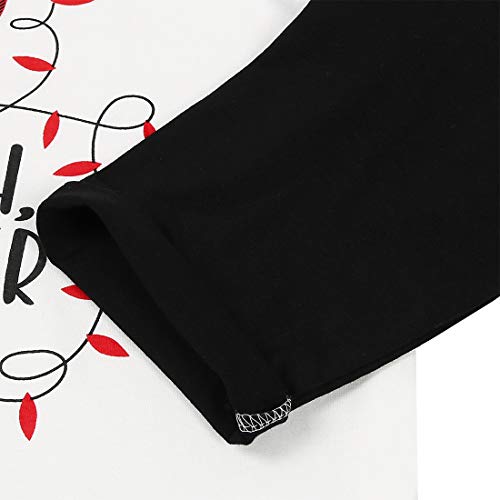 MNLYBABY OH Deer Baseball T Shirt for Women Merry Christmas Tees Cute Striped Elk Graphic Shirts Tops Saying White