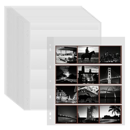 50PCS 120 Film Negative Sleeves Acid Free Archival Film Negative Storage for 120 film Can Hold 16 Pieces of 6×4.5 CM 12 Pieces of 6×6 CM Per Page Compatible with 3-Ring Binders for Organizing 120 Film