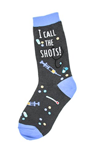 Foot Traffic Calcetines profesionales para mujer con texto en inglés 'I Call The Shots', color azul/gris (talla 4-10), I Call the Shots, 4-10