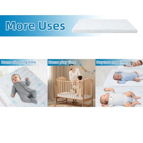 Image of Pack and Play Mattress 38 inchx26 inch (1.5 inch Thick), Crib Mattress Pad for Playard, Pack n Play Mattress with Soft Breathable Washable Cover for Baby and Toddler