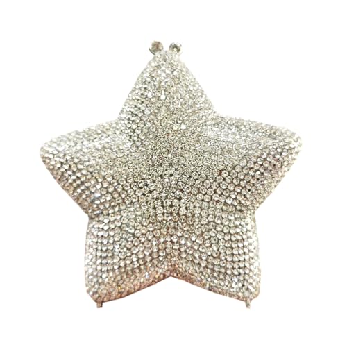 Image of Women Rhinestone Star Shape Clutch Purse Unique Crystal Evening Bag Luxury Chain Handbag for Wedding Cocktail Party | Rhinestone