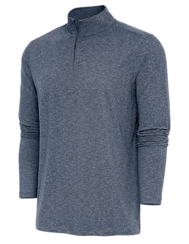 Antigua Hunk Quarter Zip Pullover, Navy Heather, Large - Main Image