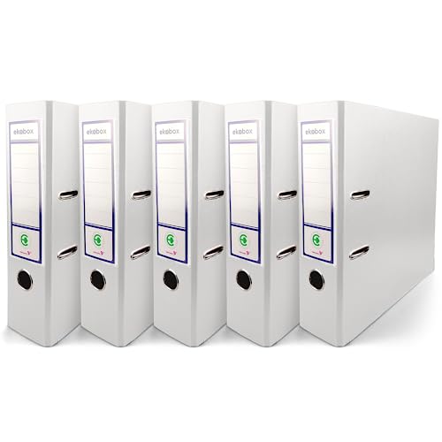 Netuno 5x Archivador blanco A4 8cm ancho anillas carpeta resistente papelería documentos escuela oficina almacenamiento práctico