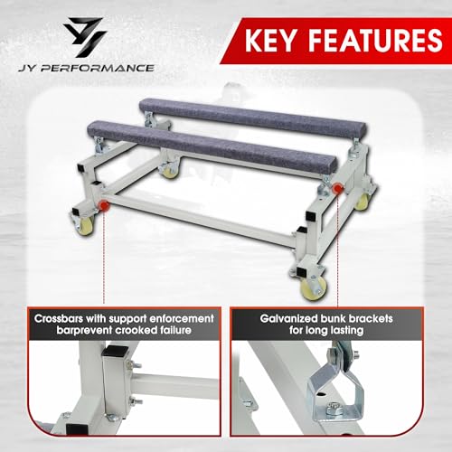 JY PERFORMANCE Watercraft PWC Dolly Boat Jet Ski Stand Storage Trailer Cart Dock Slipway Cart Adjustable Bunks W/ 4 Casters and 2 Brakes Carpeted to Prevent Scratch 1000lb Capacity