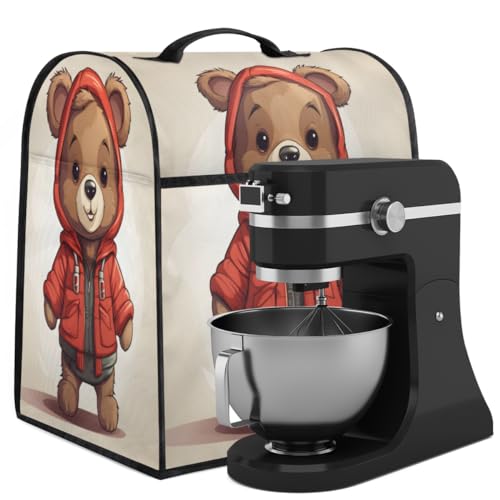 Coffee Maker Cover Cute Bear Cartoon Kitchen Appliance Covers Small Appliance Covers Blender Cover Juicer Cover Dust Covers for Kitchen Appliances with Top Handle and Pockets,Washable,C338