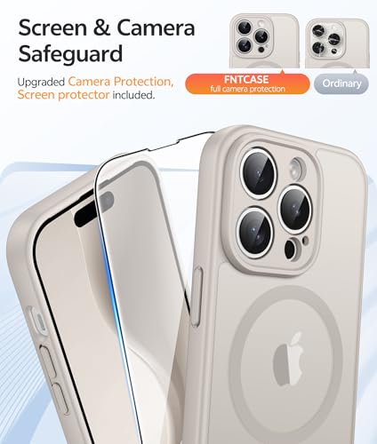 Image of FNTCASE for iPhone 14 Pro Max Case: [Compatible with Magsafe] Translucent Matte Cases with [Full Camera Protection] [Screen Protector] Military Grade Shockproof Protective Phone Cover - Off White