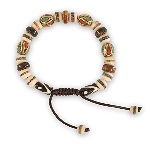 Hands Of Tibet Embedded Medicine Bracelet Yoga Healing Beads Adjustable Wrist Mala Many Color Choices (Multi)