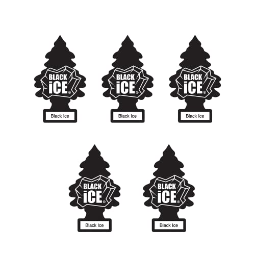Image of Little Trees Black Ice Air Freshener (Pack of 5) | Tree-Shaped Hanging Design | Ideal For Car, Home, Wardrobes etc | Imported from USA