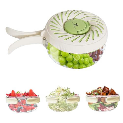 Fruit Washing Bowl with Strainer and Lid with Handle, Portable Strainers and Colander for Kitchen, Vegetable Wash Drain Basket, 3 in 1 Berry Fruit Storage Containers for Fridge Kitchen Picnic Outdoor