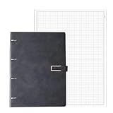byepica A4 Measuring Notebook with Pu Leather Cover, 120 Sheets, 6-Ring Design, 9.4 X 12.4 in for Architects, Interior Designers