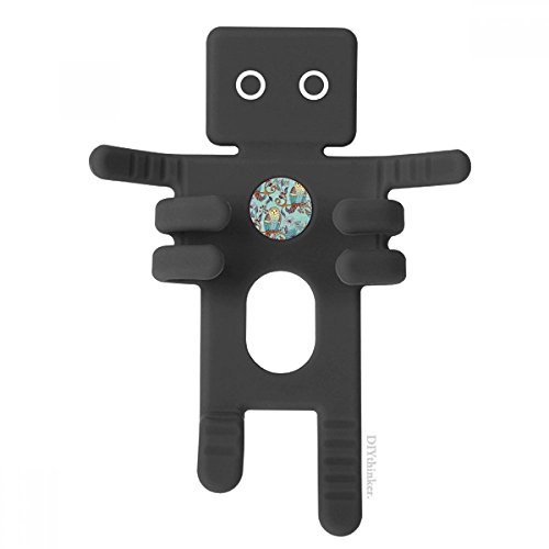 Support téléphone voiture noir motif fleur bleue chouette