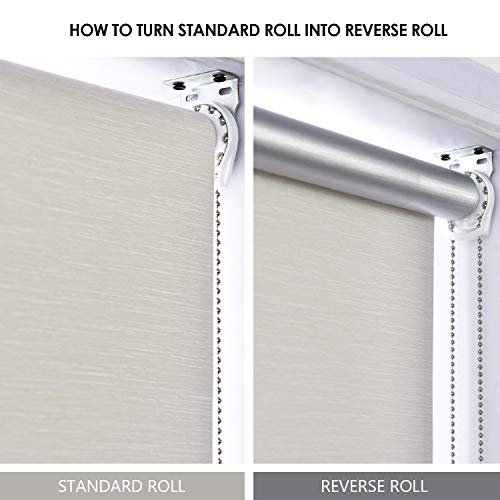 Allbright Thermal Insulated Fabric 100% Blackout Uv Protection Striped Jacquard Roller Shades For Windows,Easy To Install (Beige, 20") #TOP5