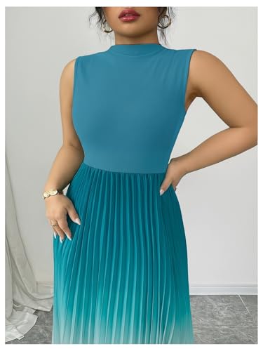 Image of SOLY HUX Women's Plus Size Maxi Dress Ombre Sleeveless Pleated A Line Flowy Long Formal Cocktail Dresses