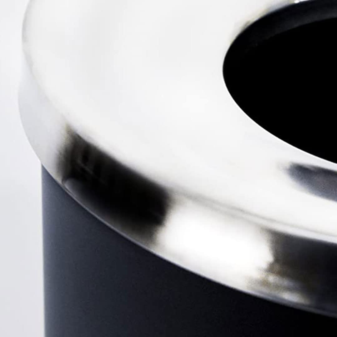 Danieli | Cubo de Basura Exterior de pie CES021 | Papelera de Metal Barnizado con Polvo Negro y Anillo Superior de Acero | Papelera para Oficina, Bar y el Hogar | Capacidad 12 litros | 25 x 61 cm