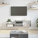 WRJENFSC Wand TV Schrank 120x25x28,5 cm Grau A, TV Lowboard aus Holzwerkstoff mit 1 Regal, Modernes Sideboard für Wandmontage, platzsparendes TV Möbel fürs Wohnzimmer Schlafzimmer Flur