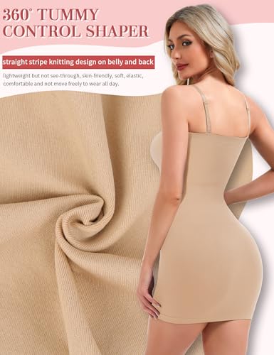 SLIMBELLE Built In Bra Strapless Shapewear Dress Slip for Women Tummy Control Full Slip Shaper Under Dresses Nude S - image 5