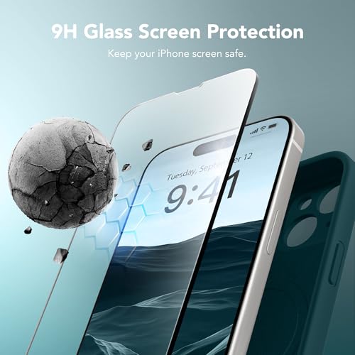 Image of Magnetic for iPhone 13 Case, Compatible with MagSafe, [Full Camera Protection][Screen Protector] Silicone Shockproof Protective Phone Case for iPhone 13 6.1 inch, Deep Blue