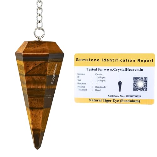 Image of Tiger Eye Pendulum Dowsing Tool - Natural Crystal Pendulum for Spiritual Guidance - Premium Dowser Pendulum for Accurate Divination and Energy Healing - Perfect for Energy Healing and Chakra Balancing - Handcrafted with Precision and Elegance