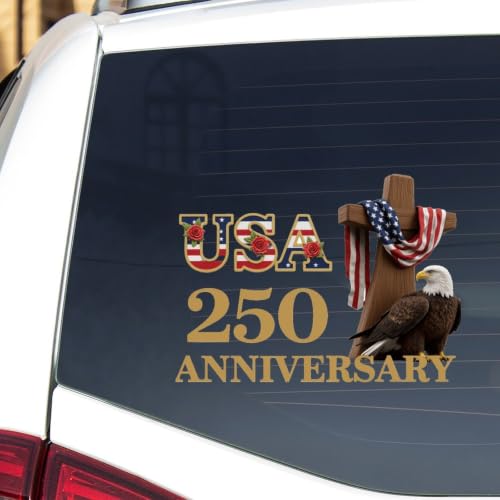 Image of 2pcs 250th Anniversary USA Car Decal Sticker 1776-2026 Patriotic | 1776-2026 American Independence Commemorative Decals USA Patriotic 4th of July Vinyl Bumper Stickers for Car Truck 10 inch