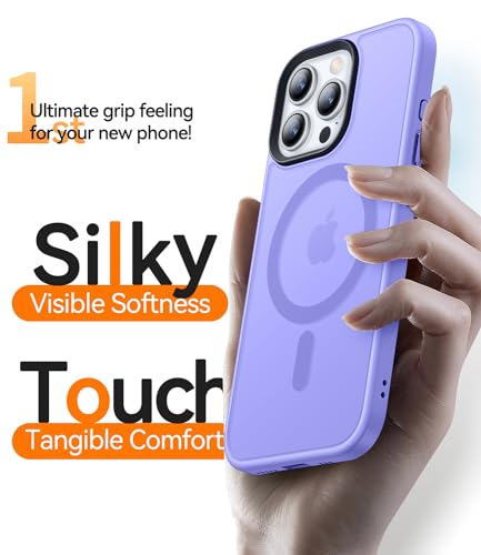 Image of CANSHN Magnetic Compatible with iPhone 15 Pro Max Case [Translucent Matte] [Compatible with Magsafe] Slim Thin Shockproof Protective Bumper Cover Phone Case 6.7 Inch - Light Purple