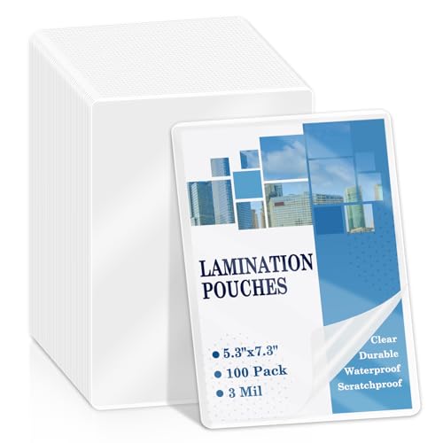 Image of 100 Pack 3mil Thermal Laminating Pouches 5 inchx7 inch Badge Laminate Pouches Clear Laminated Luggage Tags Printable Laminator Pouches for Business Permits Cards