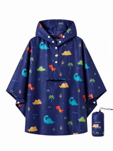 Image of SaphiRose Lightweight Kids Rain Poncho Jacket Waterproof Outwear Rain Coat