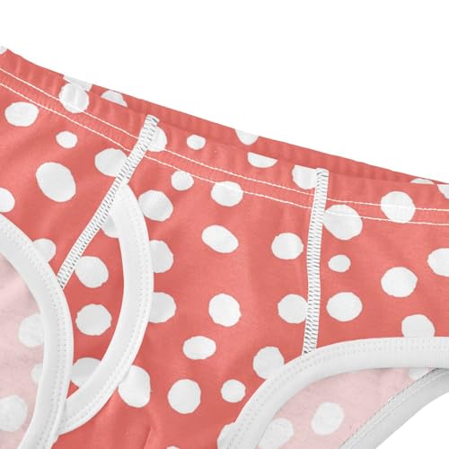 KLL White Polka Dot Red Background Boys Toddler Pure Cotton Boxer Briefs Cute Undies4