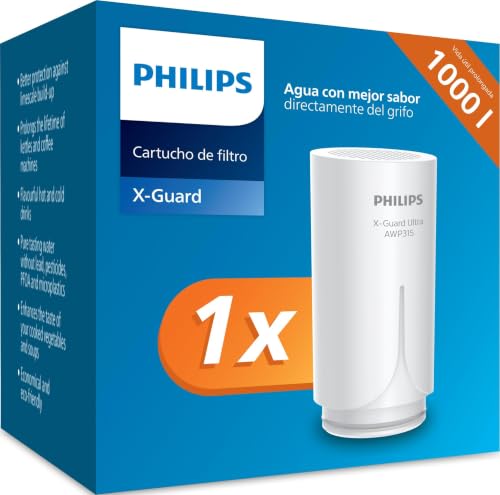 Philips Water Cartucho de filtro Ontap AWP305/10, MICROFILTRACIÓN, Paquete de 1, capacidad de filtración de 1000 L, filtra SEDIMENTOS, CLORO y otras sustancias que alteran el sabor