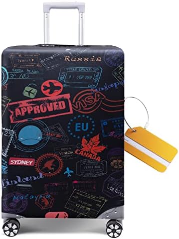 OrgaWise Elastic Travel Luggage Cover Suitcase Cover for 22-32 Inch Suitcase Protective Cover with zipper, with a Luggage tag, M(22-25 Inch)