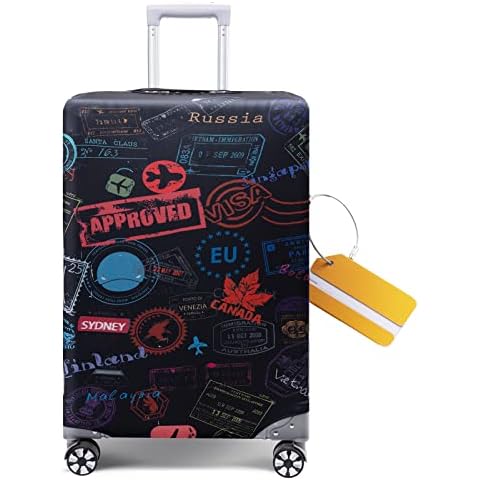 OrgaWise Luggage Covers for Suitcase - Fashionable Protector, Elastic Washable & Stretchable Suitcase covers for luggage, Anti-scratch - Fits 18-32 Inch Luggage（World M） Cover