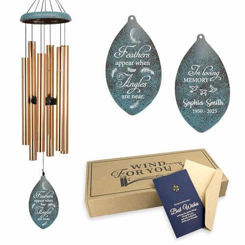 Image of ASTARIN Deep Tone Memorial Wind Chimes Personalized, Sorry for You Loss Bereavement Gifts, Outside Condolence Wind Chime for Loss of Mother Father, 35 inch Three Colors, Produced in Texas