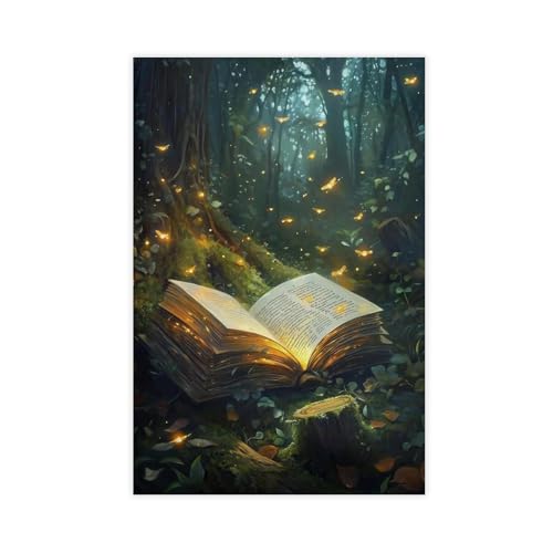 Peinture sur toile forêt féerique œuvre murale premium