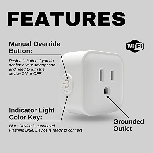 RS Smart Plug, Wifi Outlet, 15A 1875W, Works with Smart Life App, Alexa and Google Home, Timer Schedule, No Hub Required, FCC Certified and ETL Listed, 2.4G Hz WiFi Only