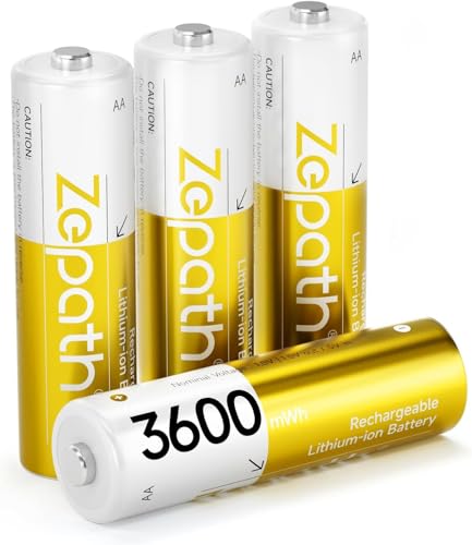 Pilas recargables AA de litio 4 Pack, 3600 mWh