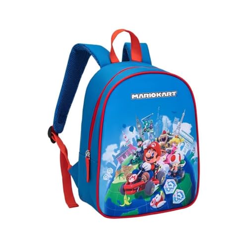 mybagstory Mario Kart Mochila infantil 31 x 25,5 x 11 cm - 1 compartimento com fecho de correr - bolsa de jardim - leve e resistente