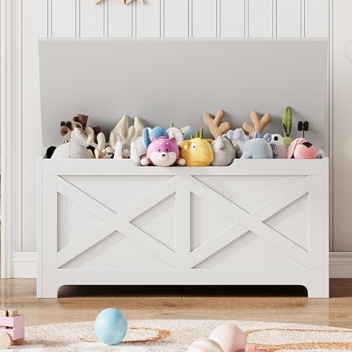 GAOMON Storage Chest, Wooden Toy Storage Bench, Modern Style Lift-Top Toy Chest with Safety Hinge for Entryway, Bedroom, Living Room, Supports 300 Lb and Easy Assembly