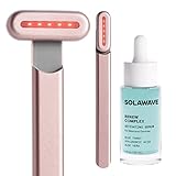 SolaWave 4-in-1 Facial Wand and Renew Complex Serum Bundle | Red Light Therapy for Face and Neck | Microcurrent Facial Device for Anti-Aging | Face Massager with Anti-Wrinkle Serum | Rose Gold